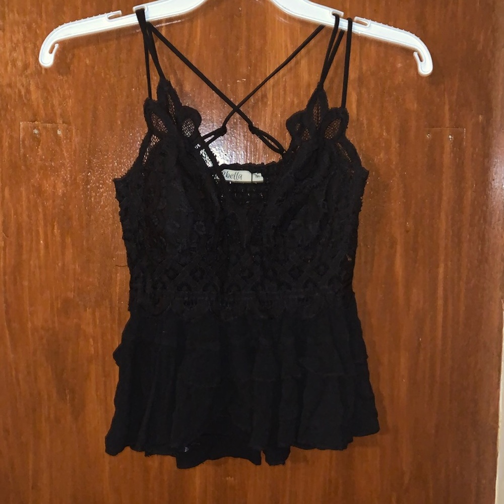 2Bella Black Lace Top Size M